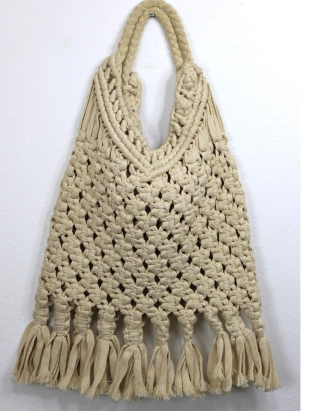 Zara Boho Indie Crochet Macrame Cream Shoulder Bag - Picture 2 of 6